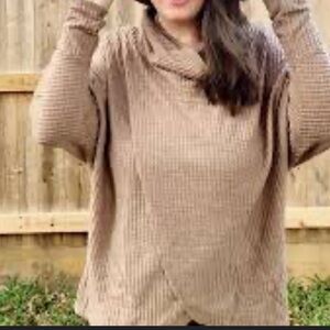LulaRoe Kristen Waffle Knit Cowl Neck Sweater Top